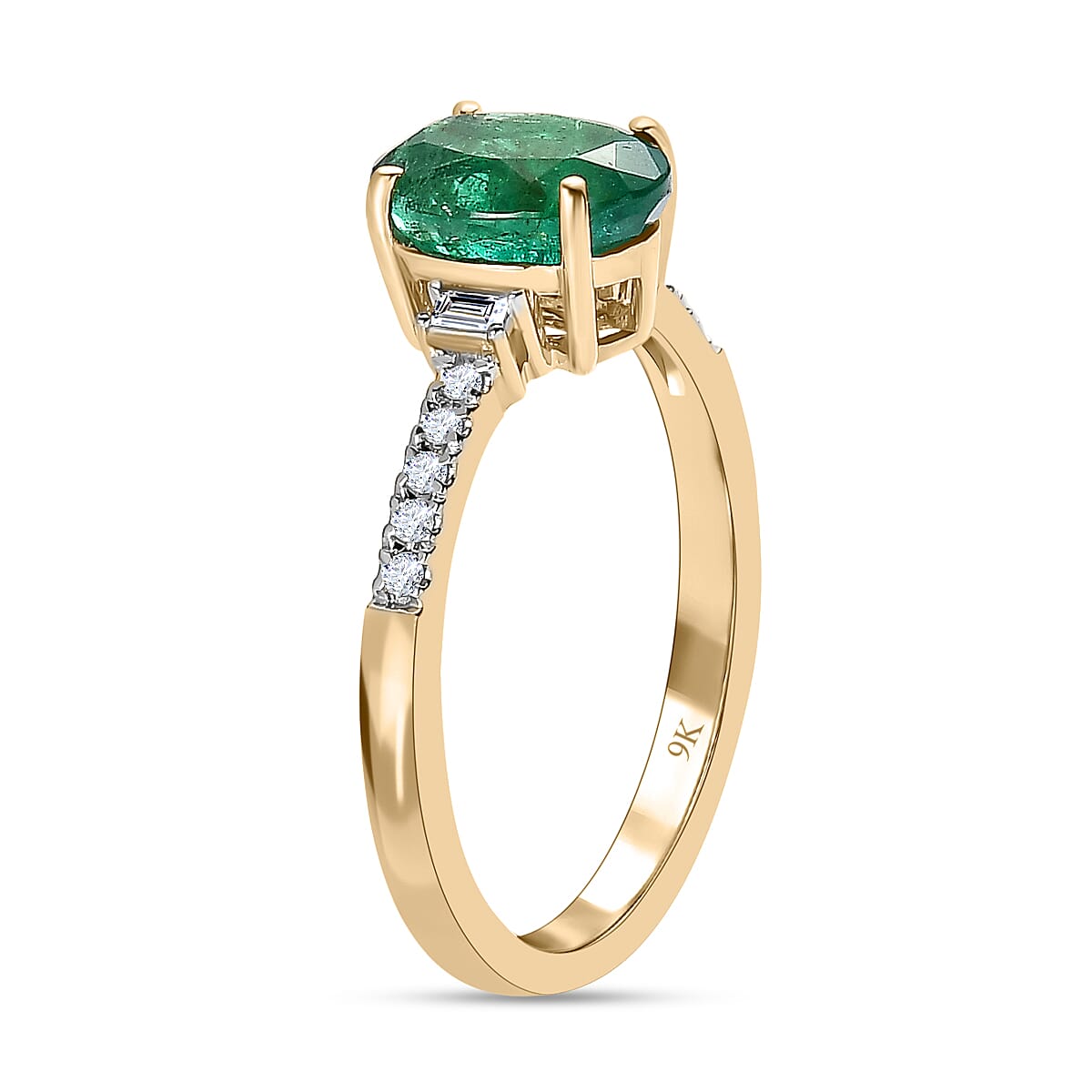 AAA Gemfields Emerald and Diamond Ring in 9K Yellow Gold 7545341 7
