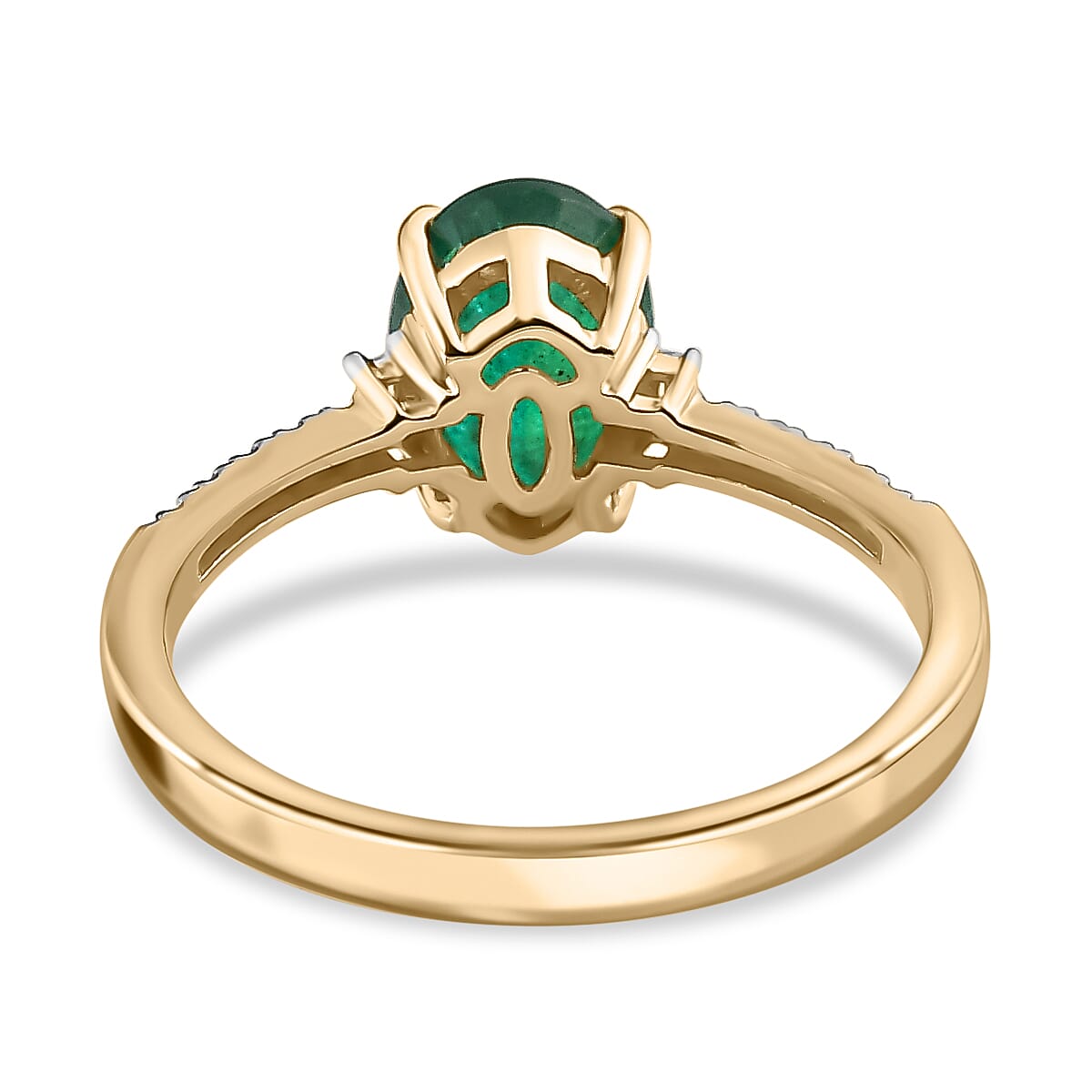 AAA Gemfields Emerald and Diamond Ring in 9K Yellow Gold 7545341 9
