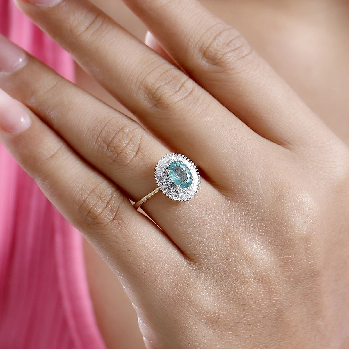 9K Yellow Gold AAA Gemfields Zambian Emerald, White Diamond Double Halo Ring 1.57 Ct. 7958316 4