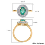 9K Yellow Gold AAA Gemfields Zambian Emerald & White Diamond Ring 1.57 Ct.