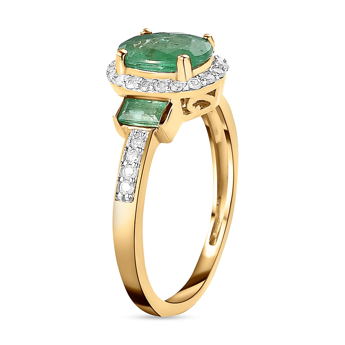 9K Yellow Gold AAA Kagem Zambian Emerald and Diamond Ring 1.57 Ct. 8960479 4