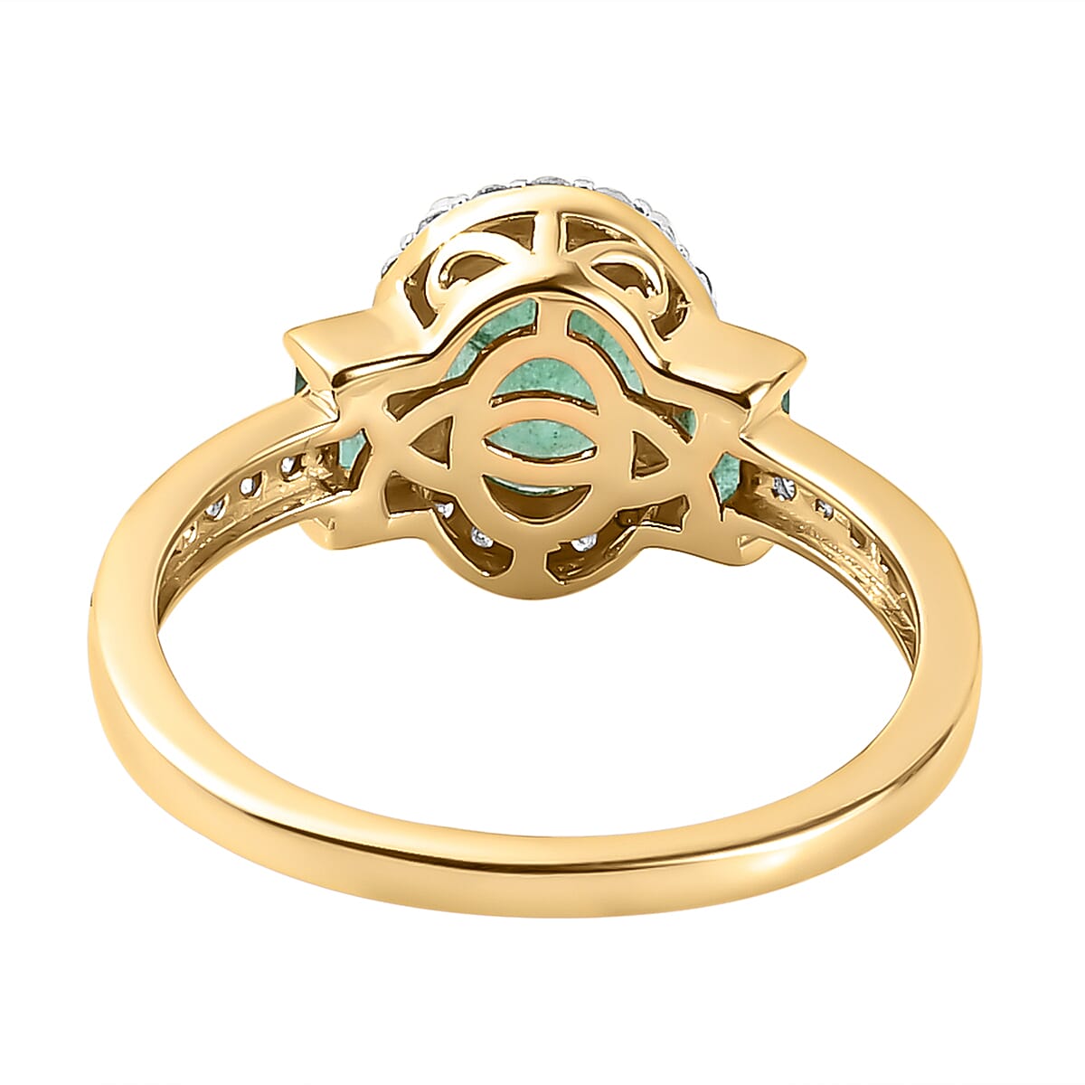 9K Yellow Gold AAA Kagem Zambian Emerald and Diamond Ring 1.57 Ct. 8960479 5