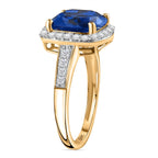 9K Yellow Gold AAA Neelratna Kyanite & Moissanite Halo Ring 4.68 Ct