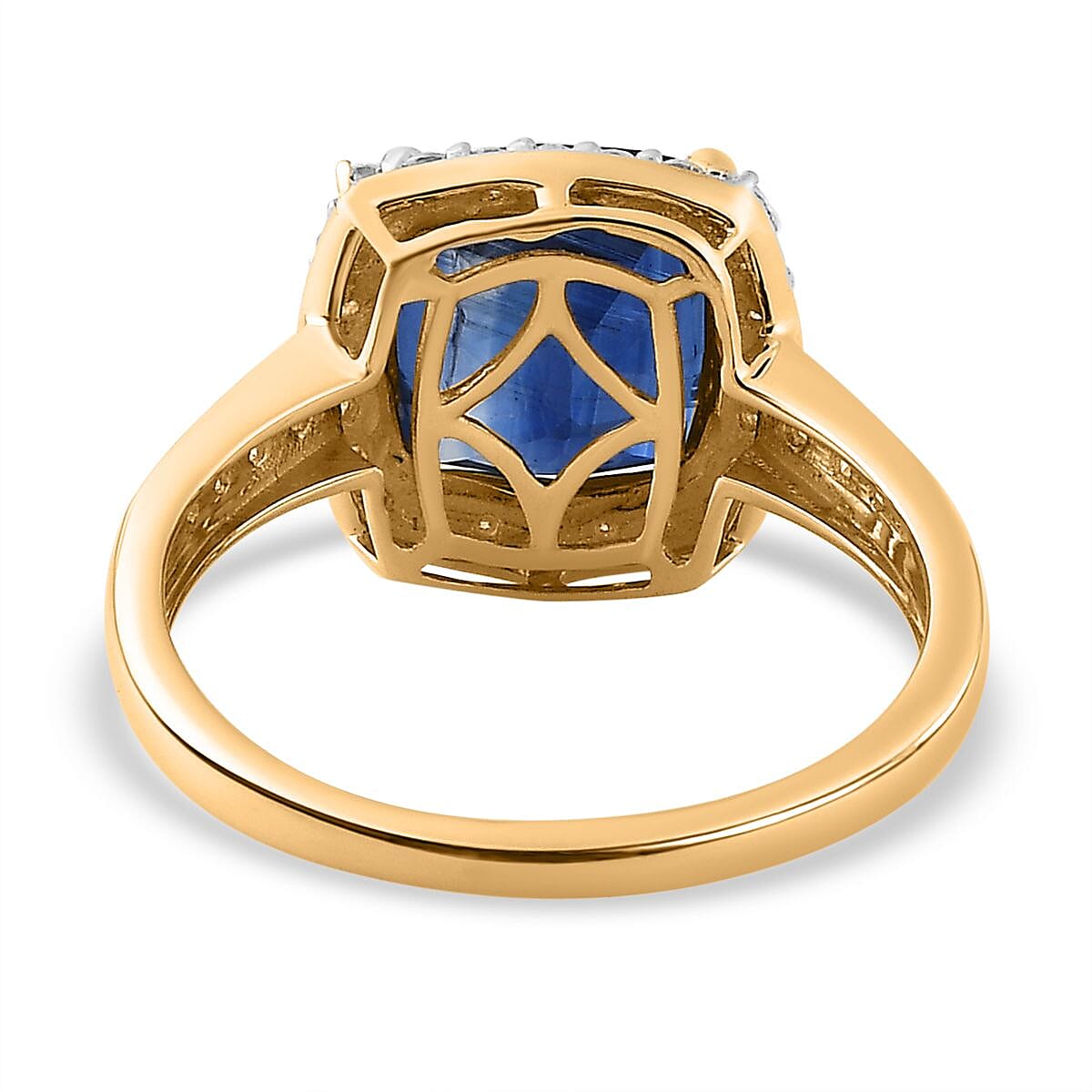 9K Yellow Gold AAA Neelratna Kyanite &amp; Moissanite Halo Ring 4.68 Ct 7733553 5
