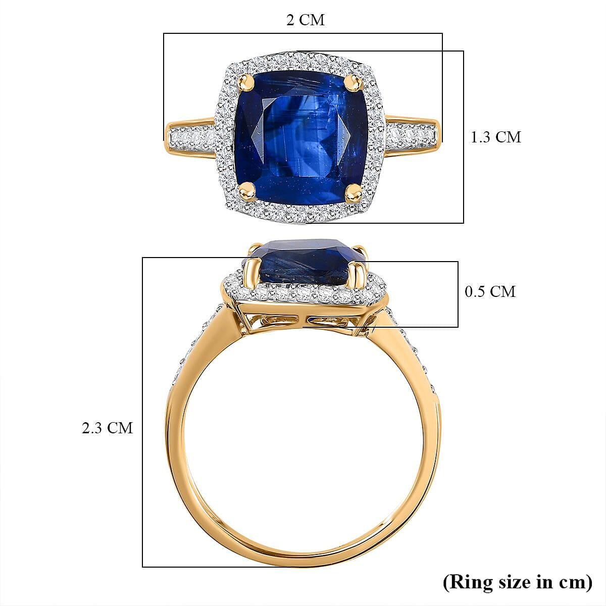 9K Yellow Gold AAA Neelratna Kyanite &amp; Moissanite Halo Ring 4.68 Ct 7733553 6
