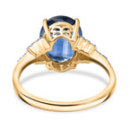 Collectors Dream - 9K Yellow Gold AAA Natural Kashmir Kyanite (4.65Ct) & Natural White Diamond Solitaire Ring 4.77 Ct.