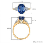 Collectors Dream - 9K Yellow Gold AAA Natural Kashmir Kyanite (4.65Ct) & Natural White Diamond Solitaire Ring 4.77 Ct.