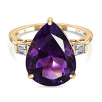 The Bergman - 9K Yellow Gold AAA Moroccan Amethyst & Diamond Ring 8.73 Ct.