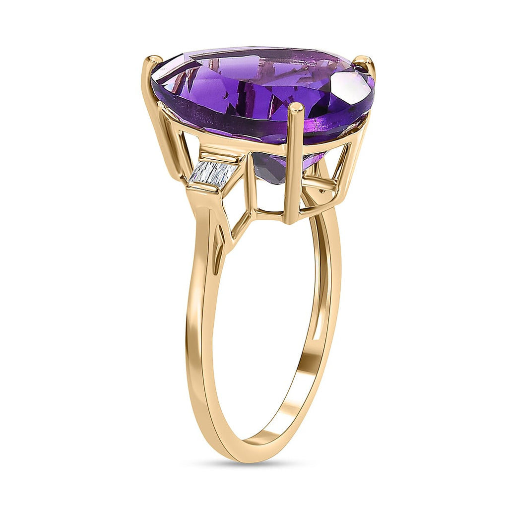 The Bergman - 9K Yellow Gold AAA Moroccan Amethyst & Diamond Ring 8.73 Ct.