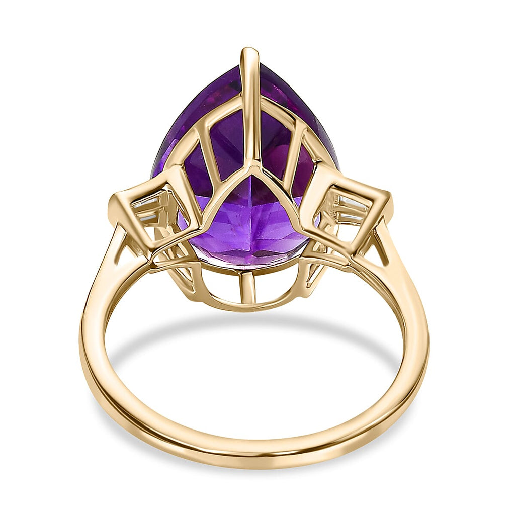 The Bergman - 9K Yellow Gold AAA Moroccan Amethyst & Diamond Ring 8.73 Ct.
