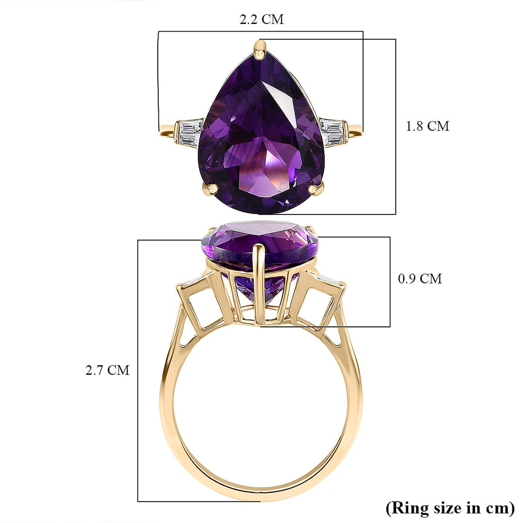 The Bergman - 9K Yellow Gold AAA Moroccan Amethyst & Diamond Ring 8.73 Ct.