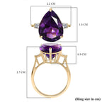 The Bergman - 9K Yellow Gold AAA Moroccan Amethyst & Diamond Ring 8.73 Ct.