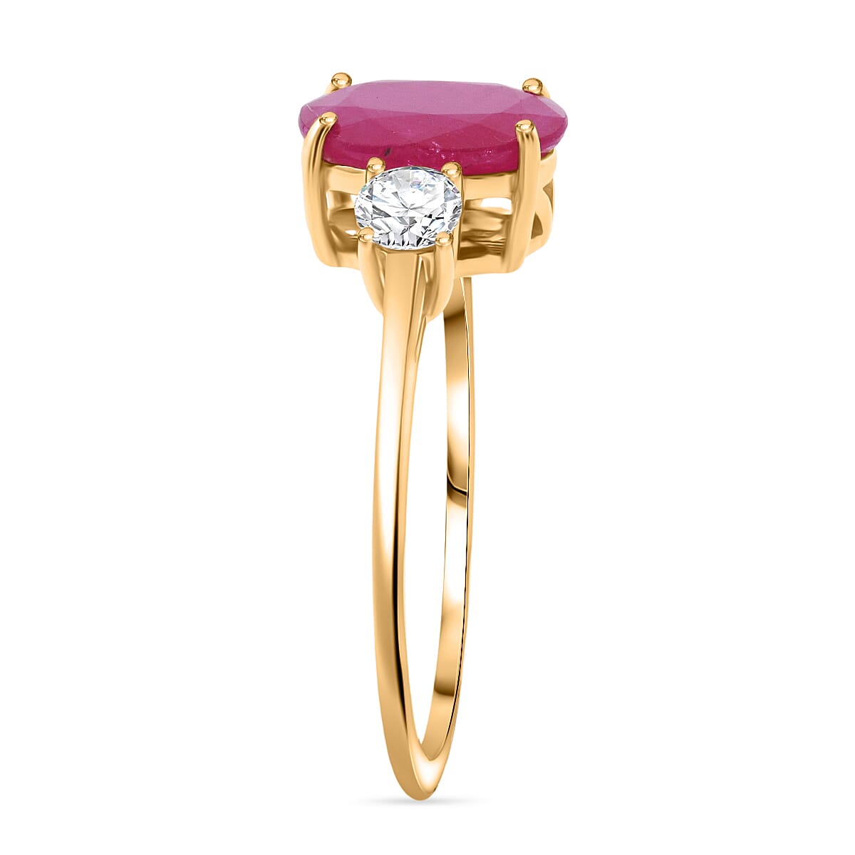 LUXURIANT AAA Mozambique Ruby and Lab Grown Diamond Ring in 9K Yellow Gold 2 Ct. 8128471 6