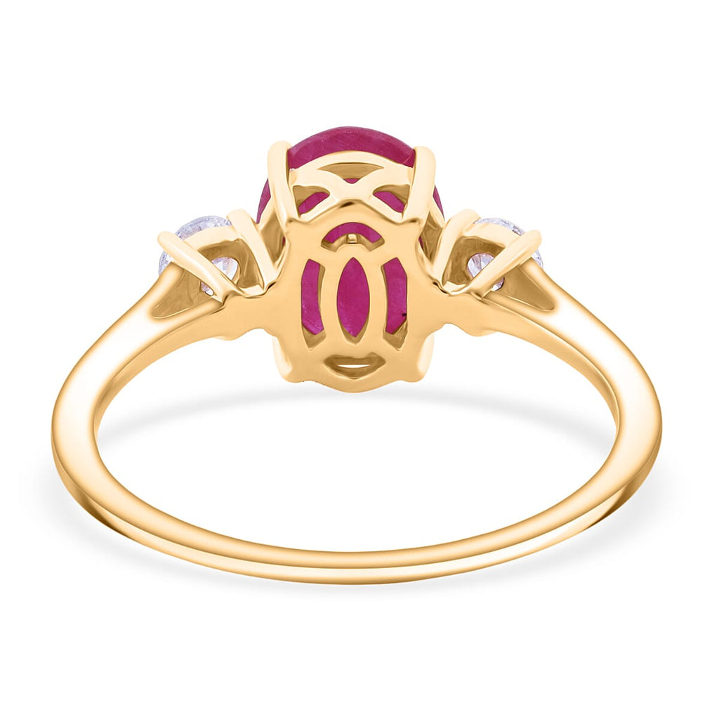 9K Yellow Gold Mozambique Ruby & (SI-GH) Lab Grown Diamond Ring 2.00 Ct.
