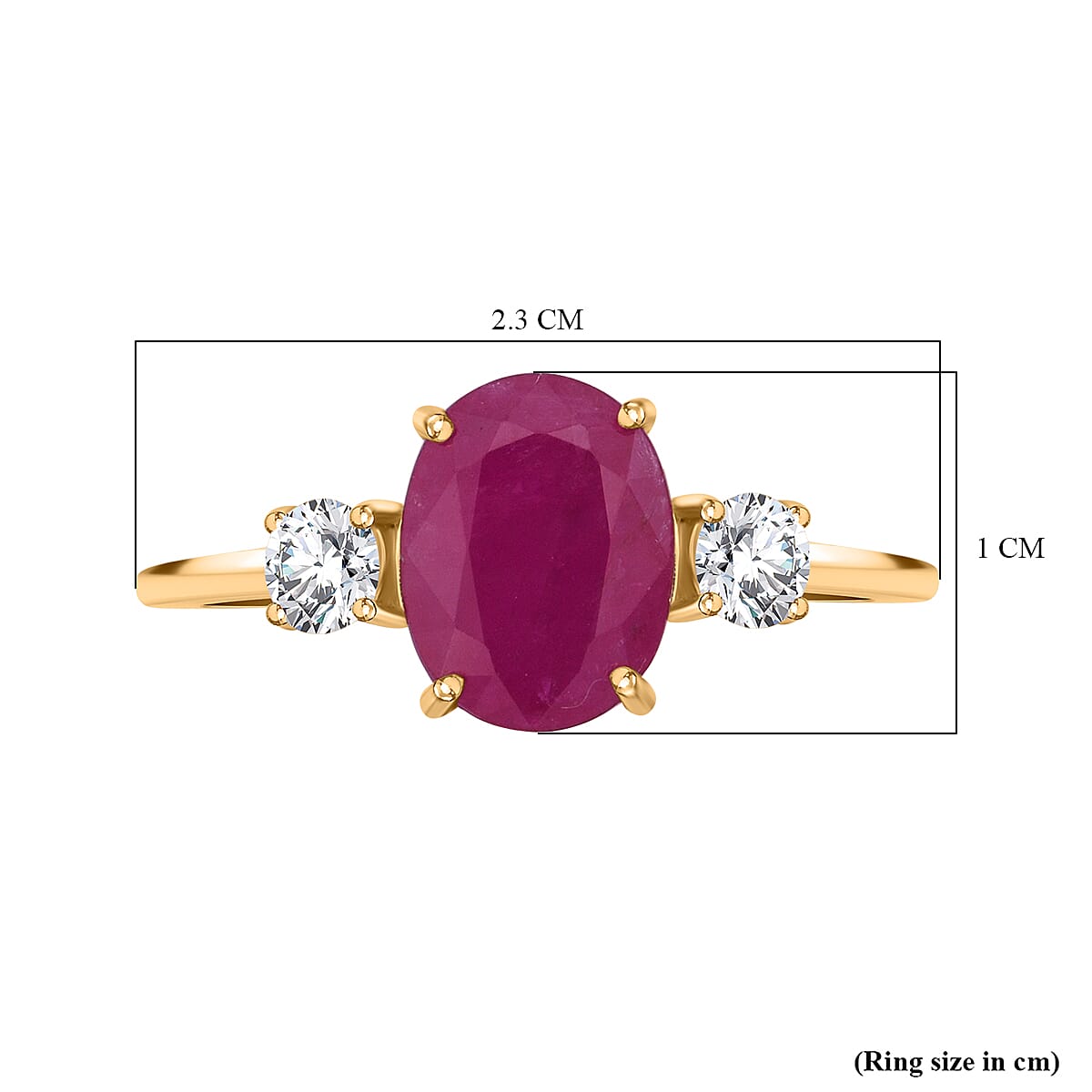 LUXURIANT AAA Mozambique Ruby and Lab Grown Diamond Ring in 9K Yellow Gold 2 Ct. 8128471 11