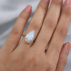 9K Yellow Gold AAA ( Pear 14x7) Ethiopian Welo Opal and Diamond Ring 2.49 Ct.