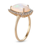 9K Yellow Gold AAA ( Pear 14x7) Ethiopian Welo Opal and Diamond Ring 2.49 Ct.