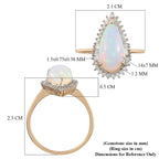 9K Yellow Gold AAA ( Pear 14x7) Ethiopian Welo Opal and Diamond Ring 2.49 Ct.
