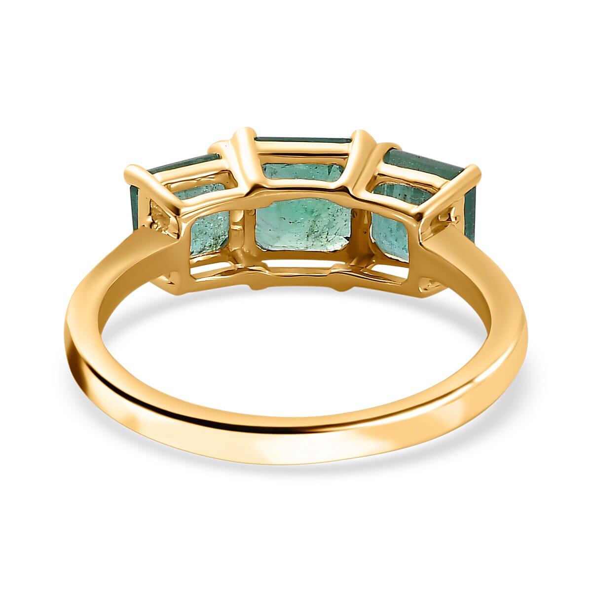 AAA Gemfields Zambian Emerald Trilogy Ring in 9K Yellow Gold 7721661 4
