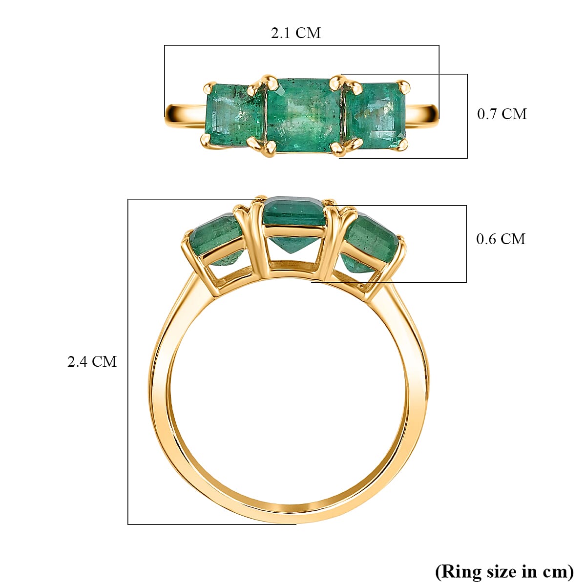 AAA Gemfields Zambian Emerald Trilogy Ring in 9K Yellow Gold 7721661 5