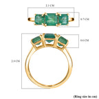 9K Yellow Gold AAA Gemfields Zambian Emerald 3 Stone Ring 2.23 Ct.