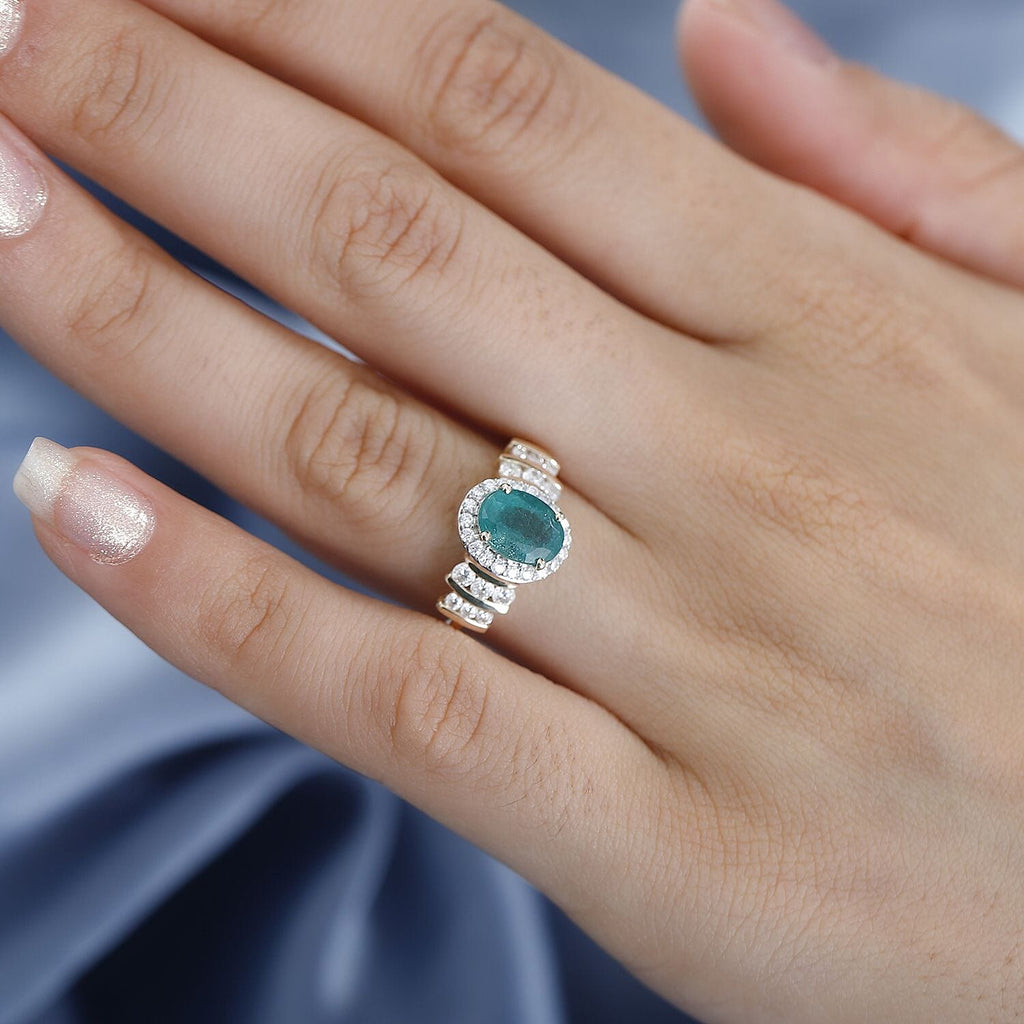 Doorbuster - AAA Gemfields Zambian Emerald 9K Yellow Gold with Moissanite 1.70 Cts. 2.47 Gms.