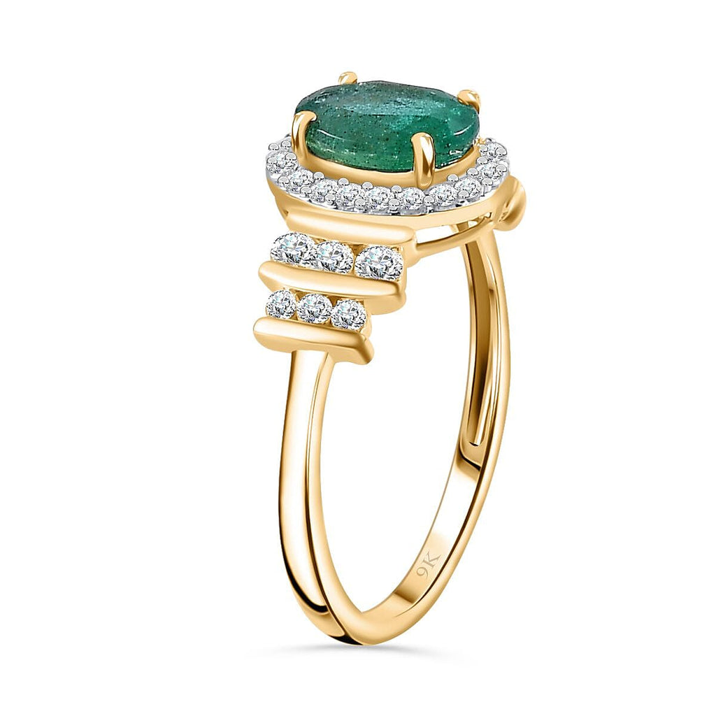 Doorbuster - AAA Gemfields Zambian Emerald 9K Yellow Gold with Moissanite 1.70 Cts. 2.47 Gms.
