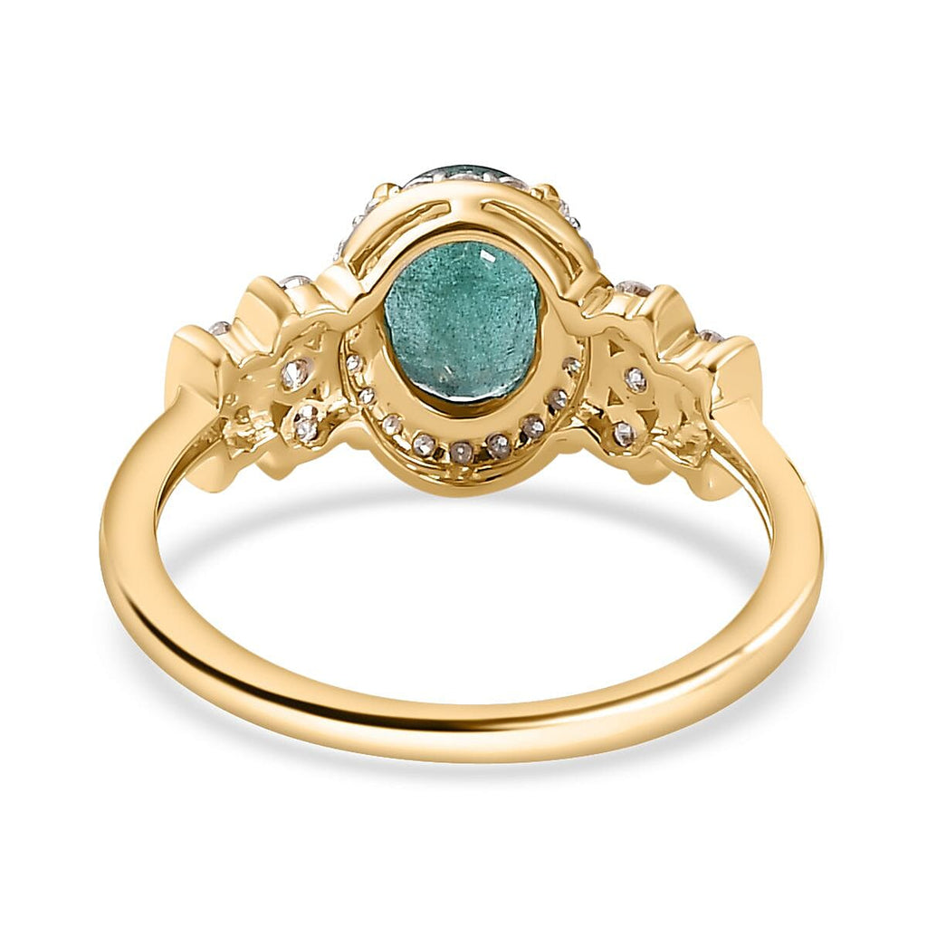 Doorbuster - AAA Gemfields Zambian Emerald 9K Yellow Gold with Moissanite 1.70 Cts. 2.47 Gms.