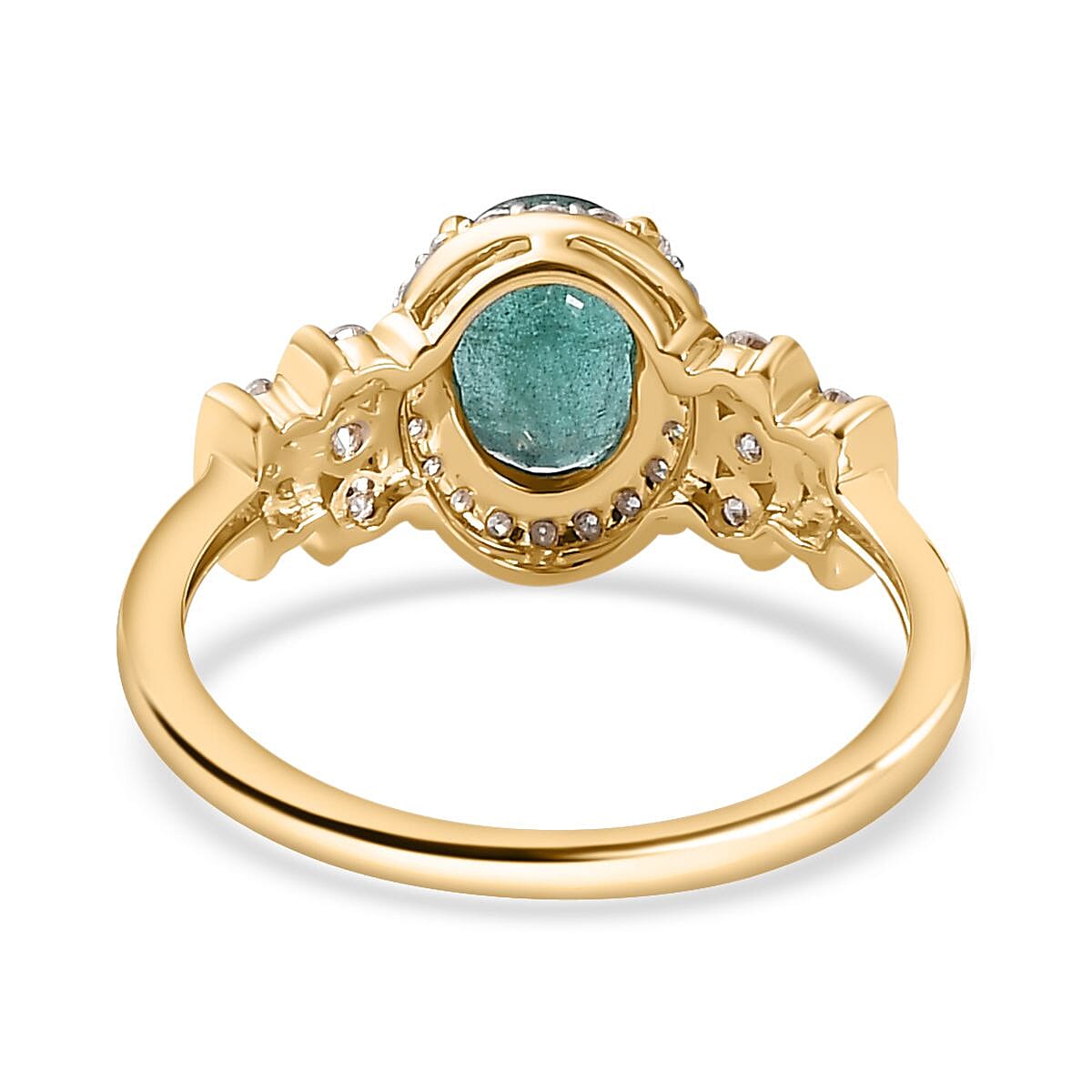AAA Gemfields Zambian Emerald and Moissanite Halo Ring in 9K Yellow Gold 7786169 4