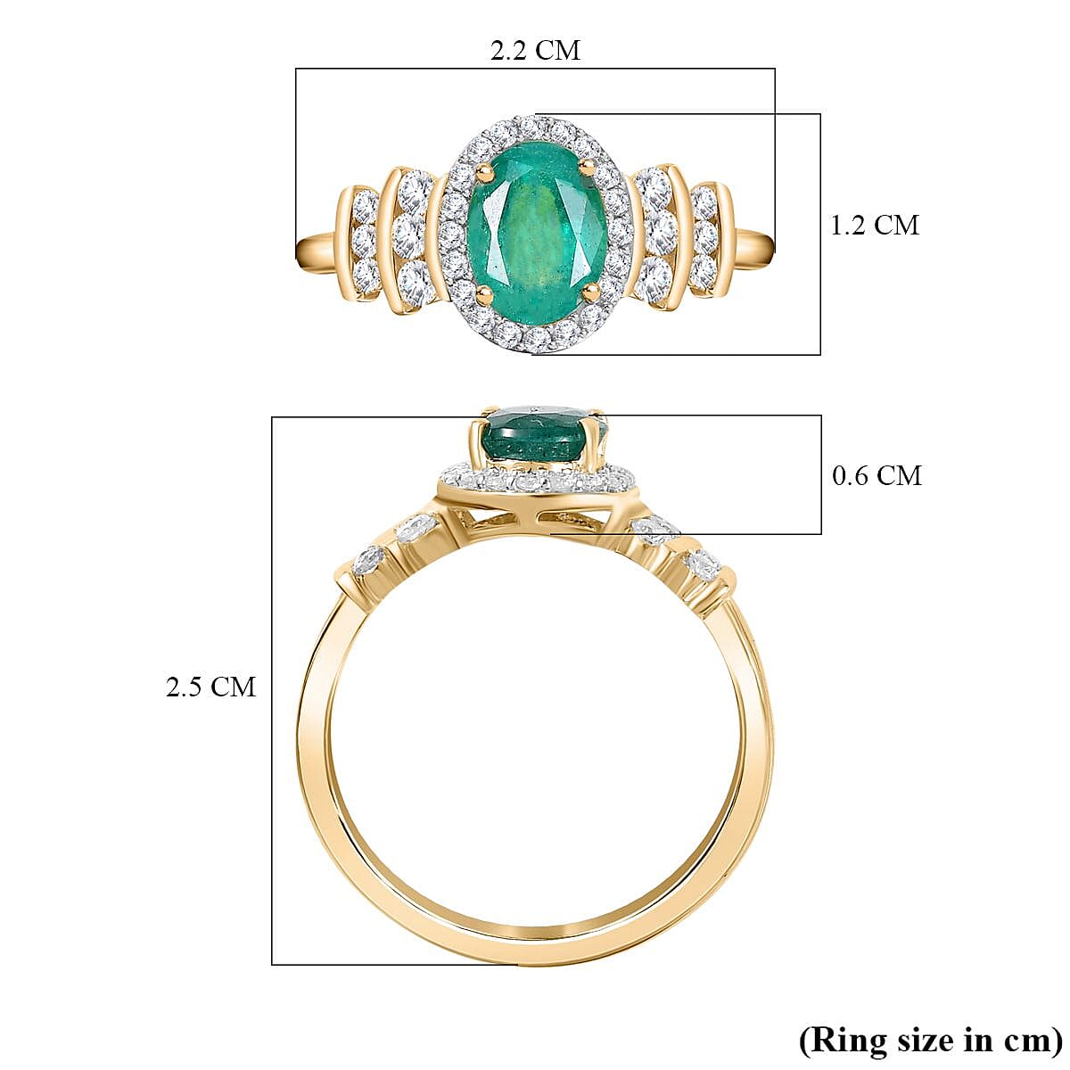 AAA Gemfields Zambian Emerald and Moissanite Halo Ring in 9K Yellow Gold 7786169 5