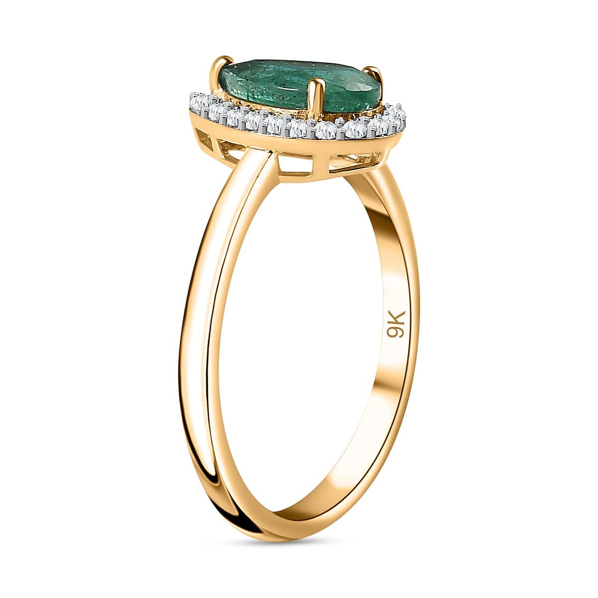 AAA Gemfileds Premium Zambian Emerald and Moissanite Halo Ring in 9K Yellow Gold 7802662 3