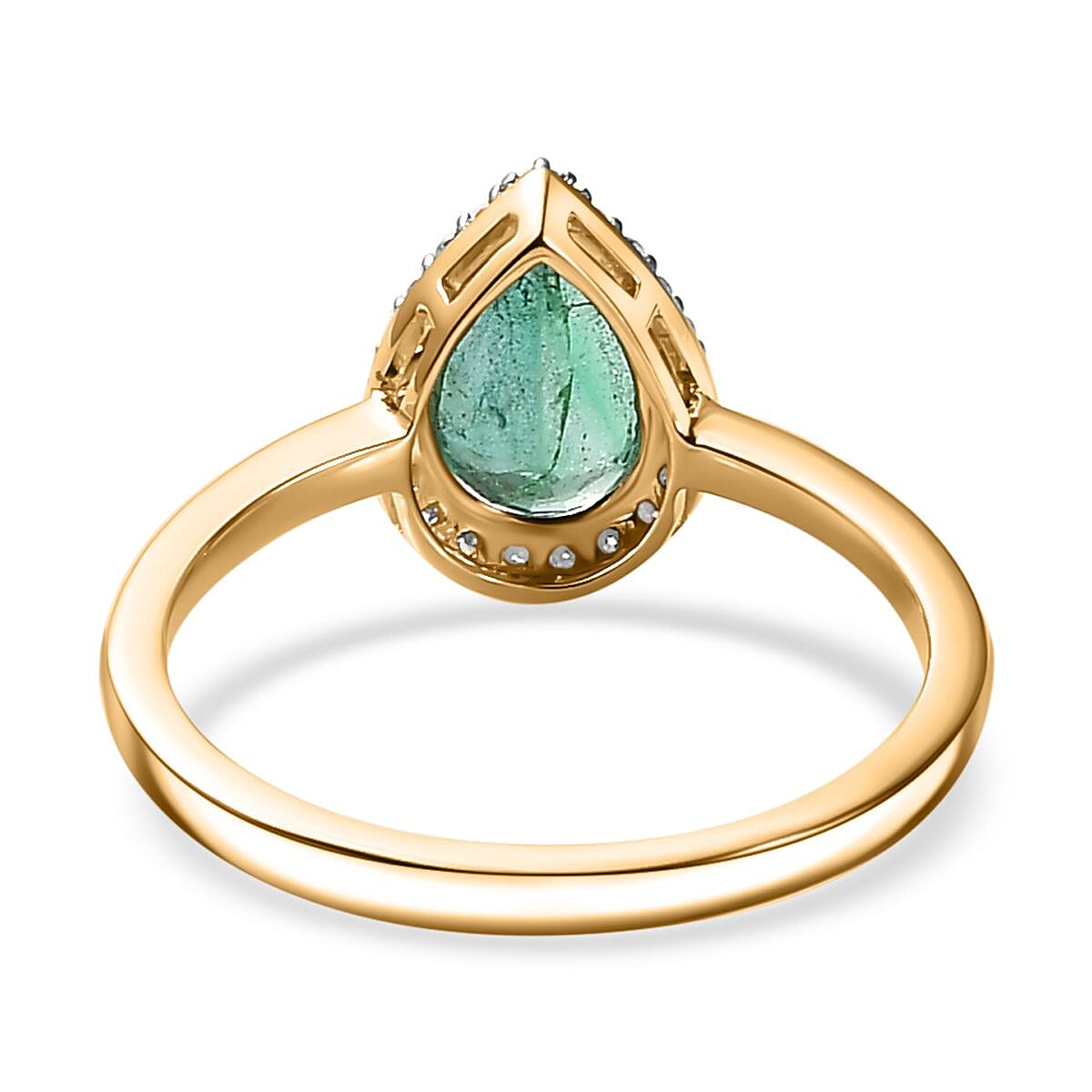 AAA Gemfileds Premium Zambian Emerald and Moissanite Halo Ring in 9K Yellow Gold 7802662 4