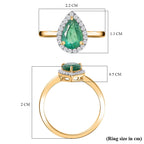 9K Yellow Gold AAA Gemfileds Premium Zambian Emerald & Moissanite Ring 1.37 Ct