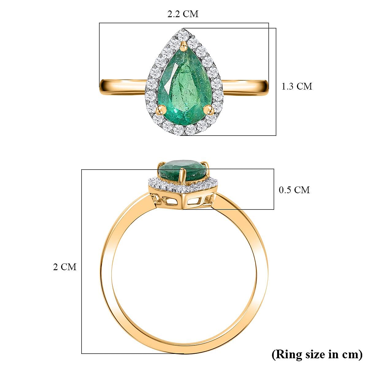 AAA Gemfileds Premium Zambian Emerald and Moissanite Halo Ring in 9K Yellow Gold 7802662 5