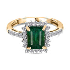 AAA Gemfields Emerald & Moissanite Ring in 9K Yellow Gold 2.02 Ct