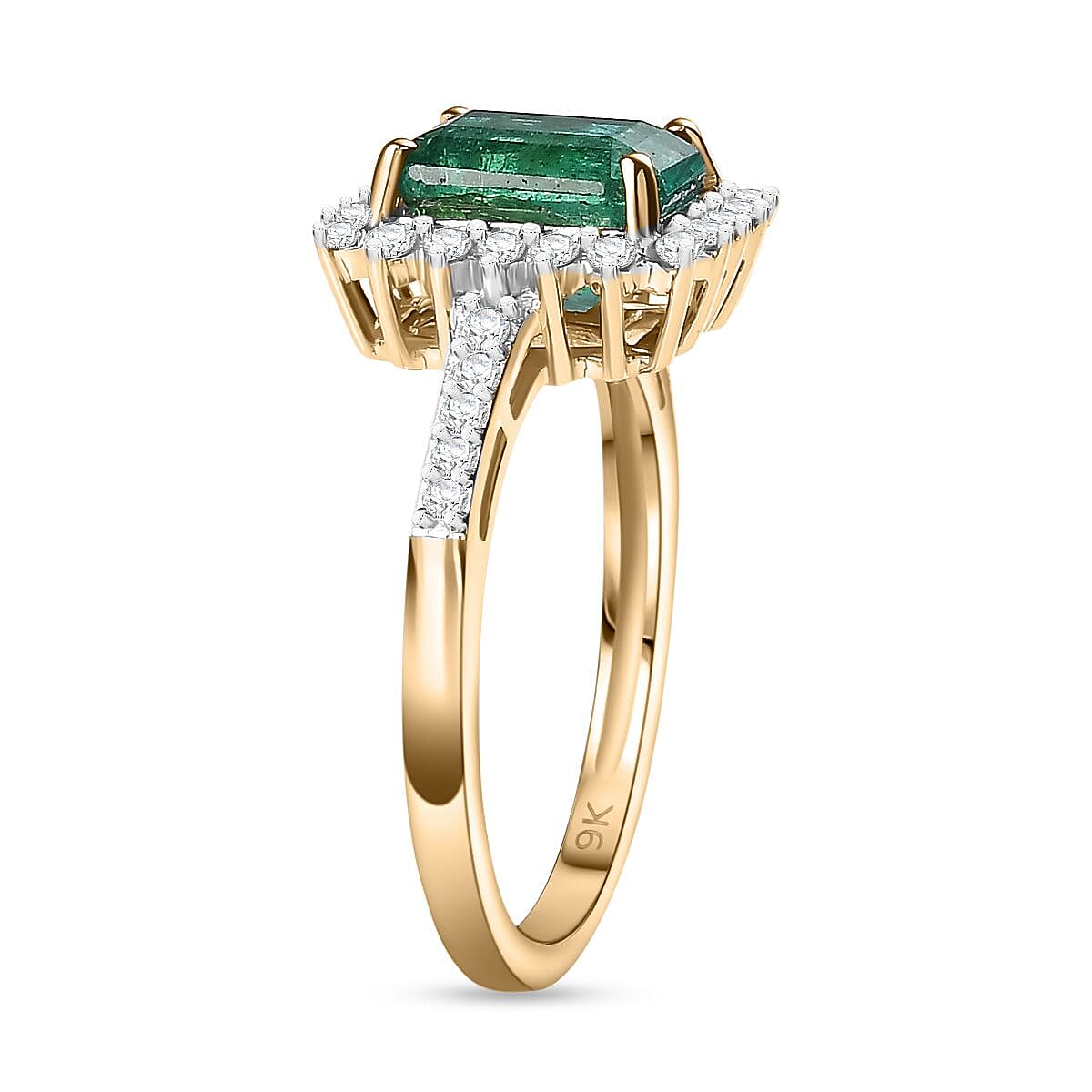 Gemfields AAA Emerald and Moissanite Halo Ring in 9K Yellow Gold, 2.02 ct 7863086 4