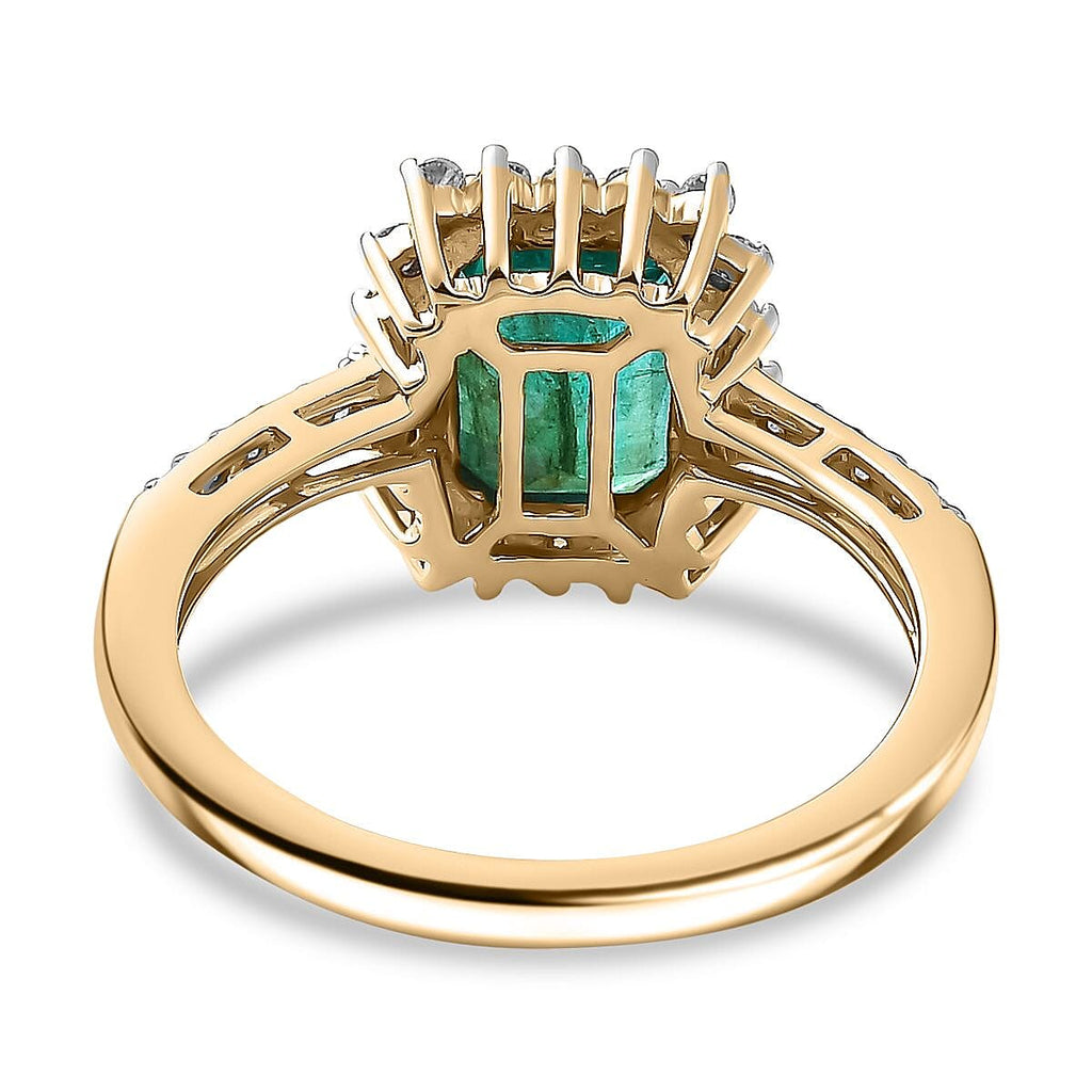 AAA Gemfields Emerald & Moissanite Ring in 9K Yellow Gold 2.02 Ct