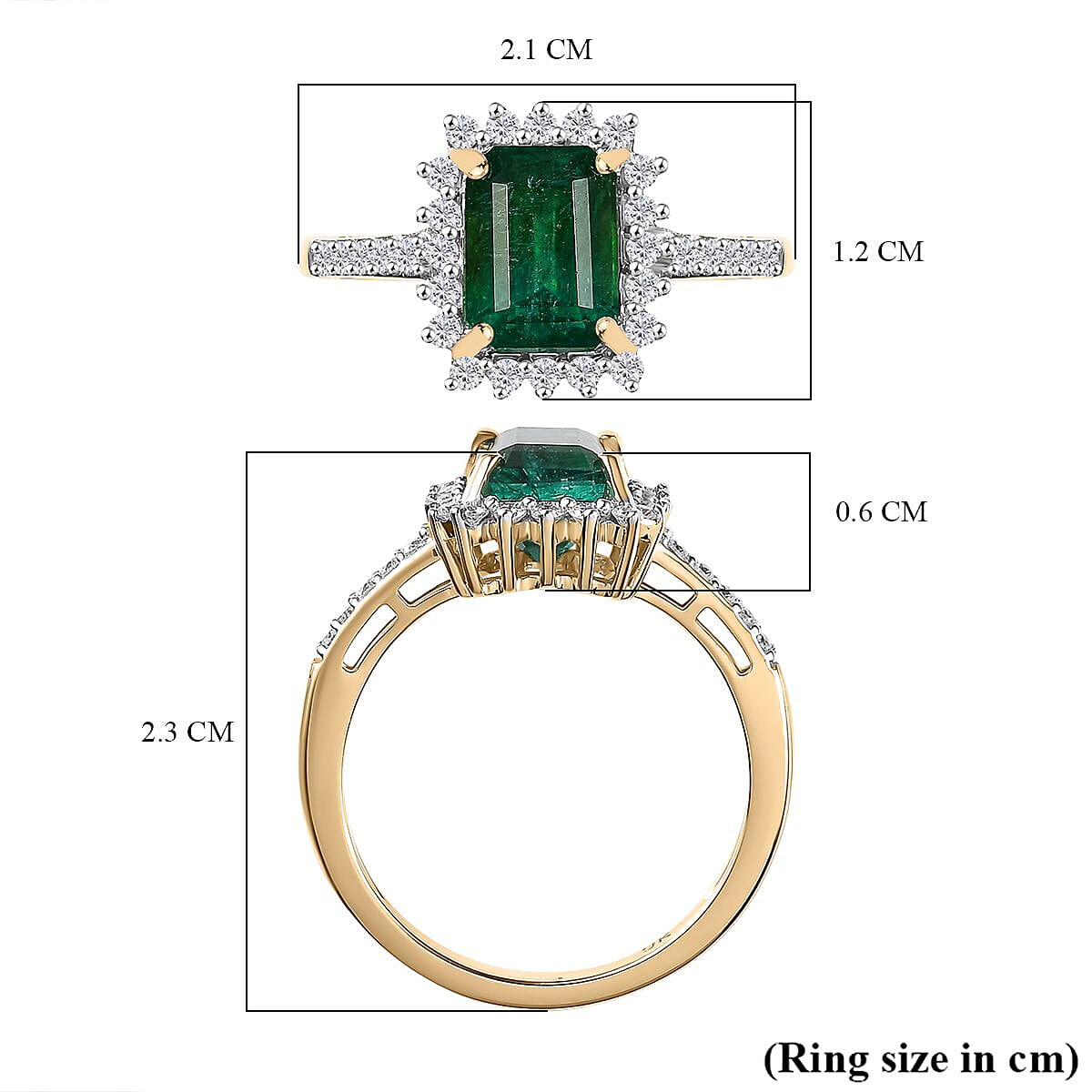 Gemfields AAA Emerald and Moissanite Halo Ring in 9K Yellow Gold, 2.02 ct 7863086 6