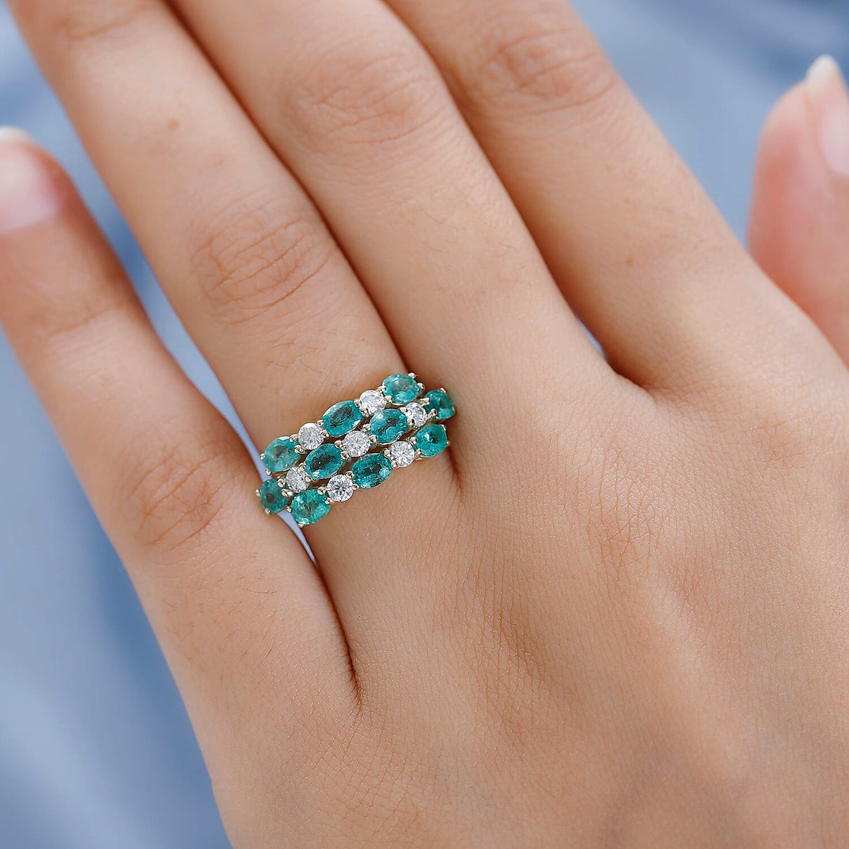 9K Yellow Gold AAA Gemfields Emerald &amp; Moissanite Ring 2.27 Ct. 7533639 2