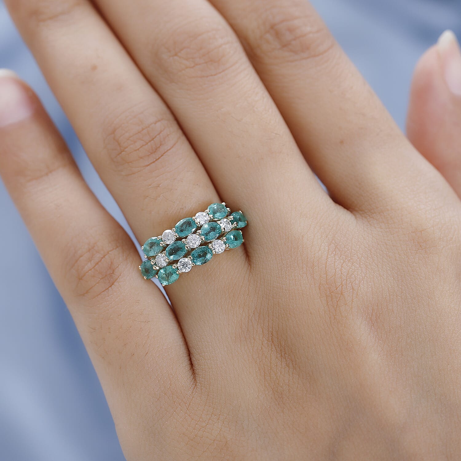 9K Yellow Gold AAA Gemfields Emerald &amp; Moissanite Ring 2.27 Ct. 7533639 2