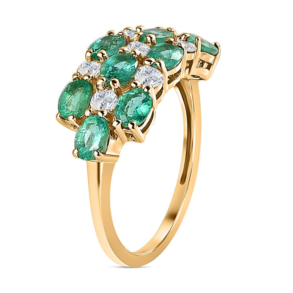 9K Yellow Gold AAA Gemfields Emerald &amp; Moissanite Ring 2.27 Ct. 7533639 3