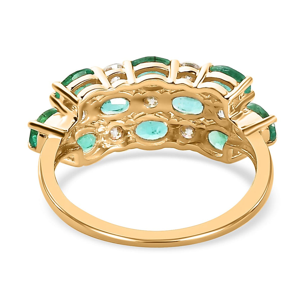 9K Yellow Gold AAA Gemfields Emerald & Moissanite Ring 2.27 Ct.