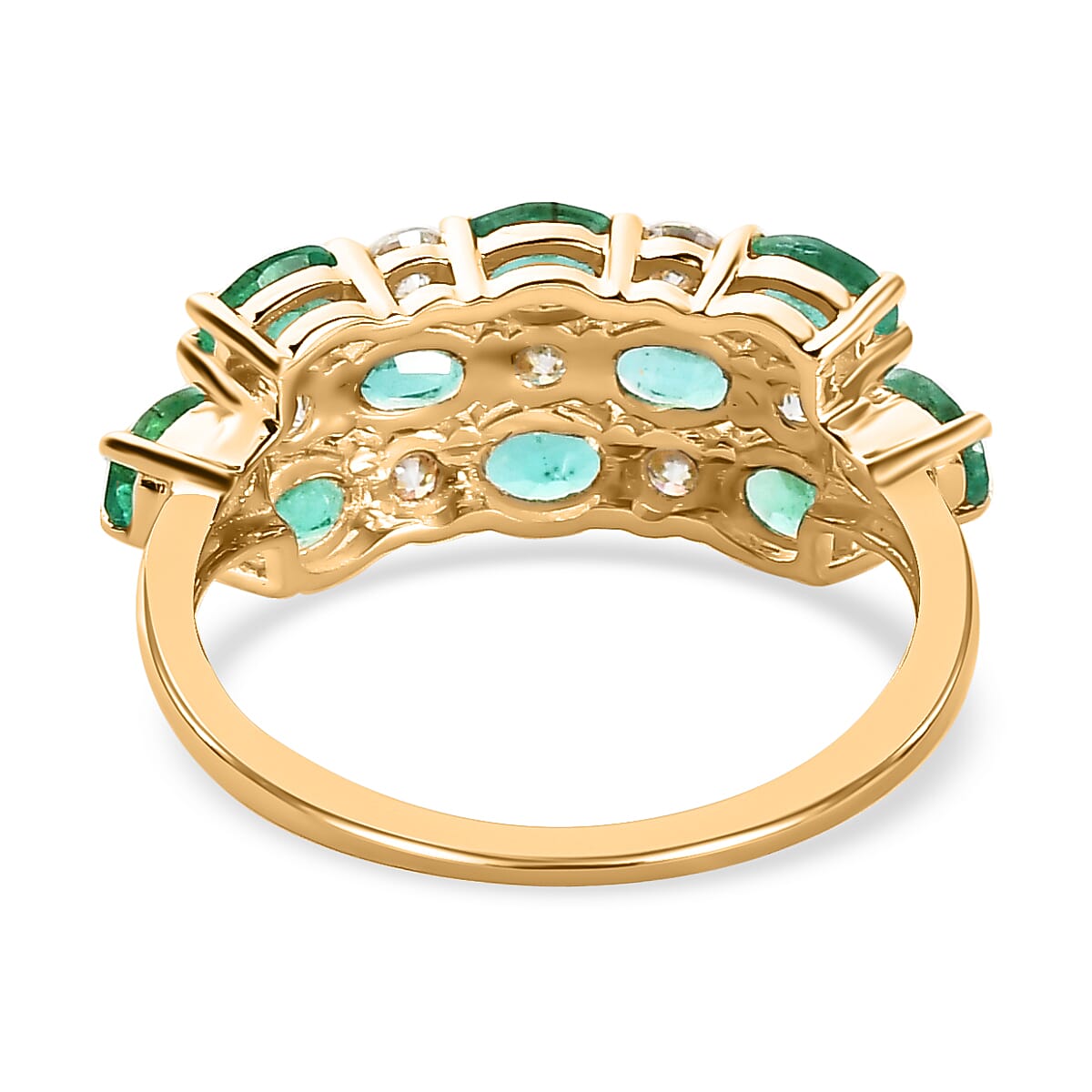 9K Yellow Gold AAA Gemfields Emerald &amp; Moissanite Ring 2.27 Ct. 7533639 4