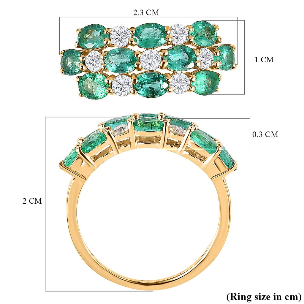 9K Yellow Gold AAA Gemfields Emerald & Moissanite Ring 2.27 Ct.