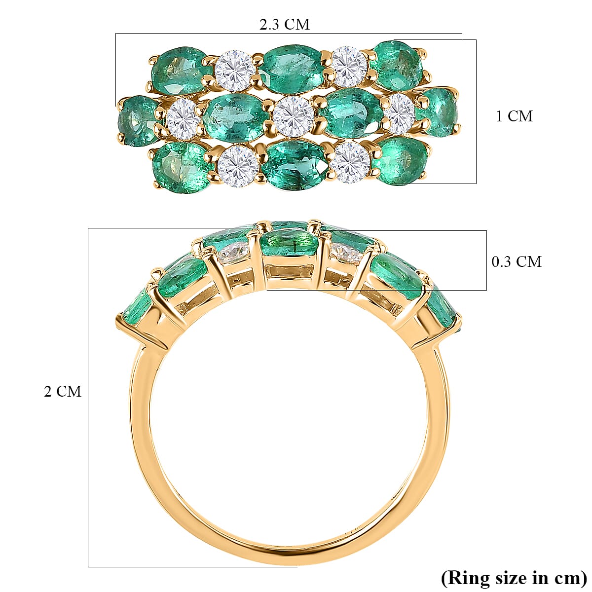 9K Yellow Gold AAA Gemfields Emerald &amp; Moissanite Ring 2.27 Ct. 7533639 5
