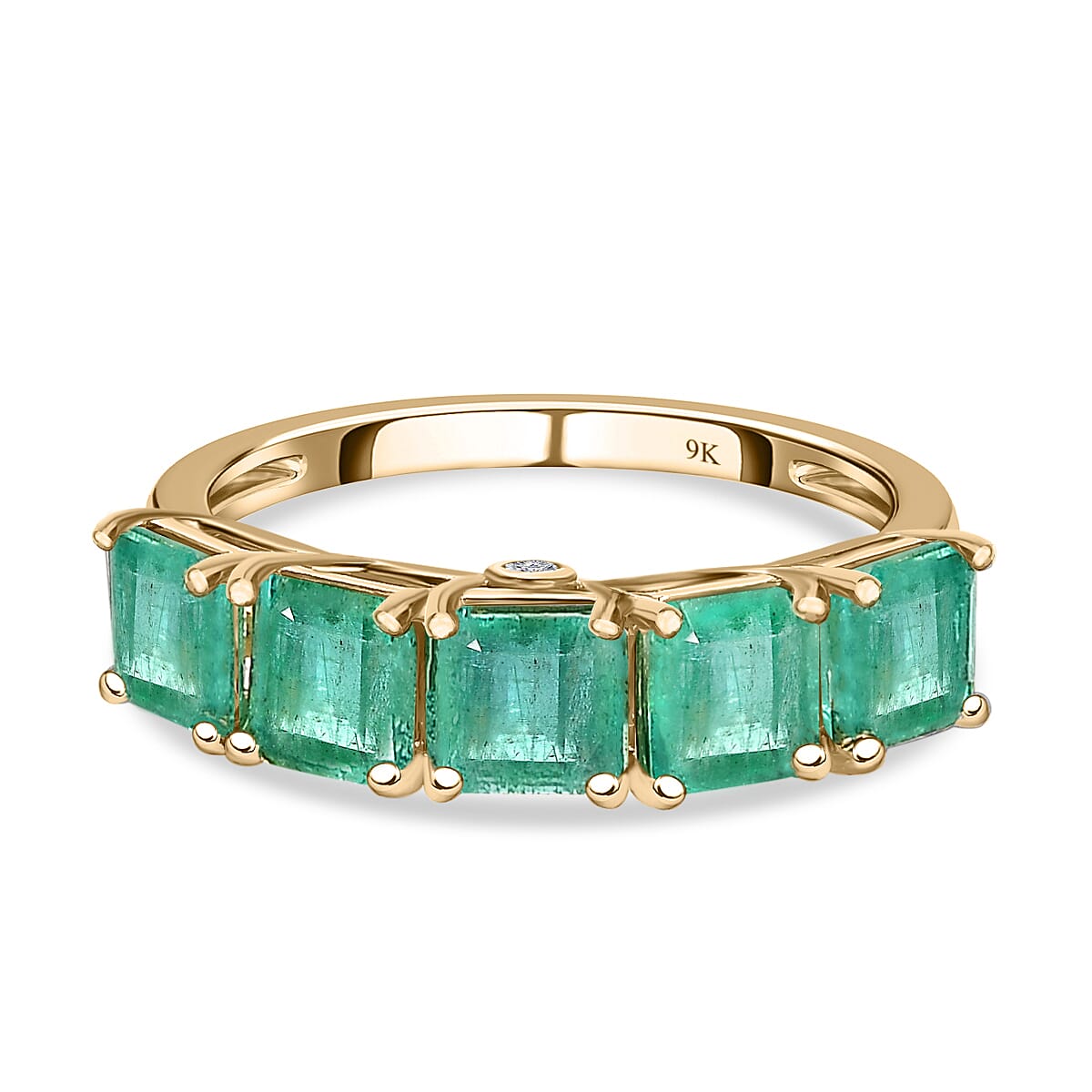 One Time Deal- 9K Yellow Gold AAA Asscher Cut Premium Gemfields Emerald and Diamond Ring 1.81 Ct 7571817 0