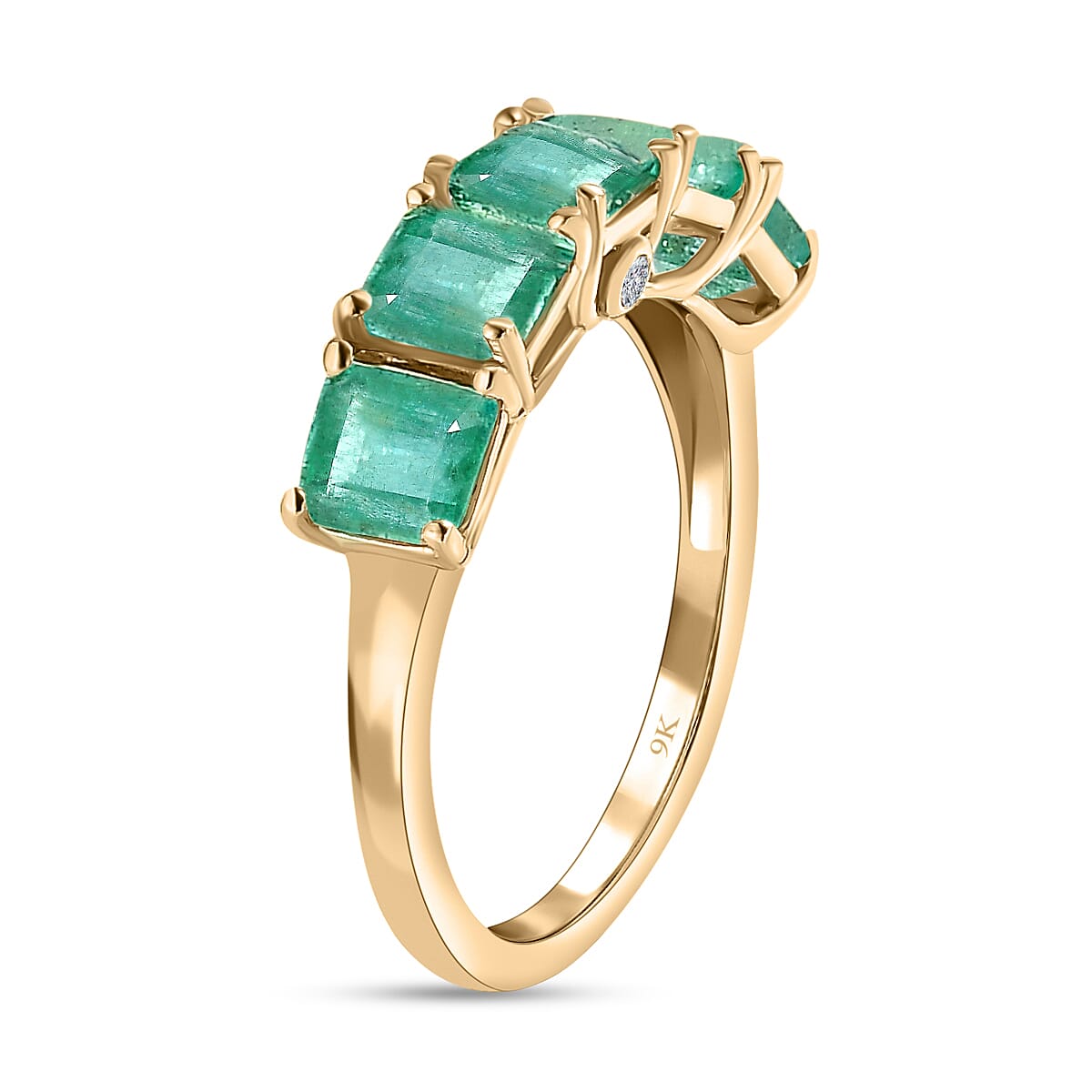 One Time Deal- 9K Yellow Gold AAA Asscher Cut Premium Gemfields Emerald and Diamond Ring 1.81 Ct 7571817 3