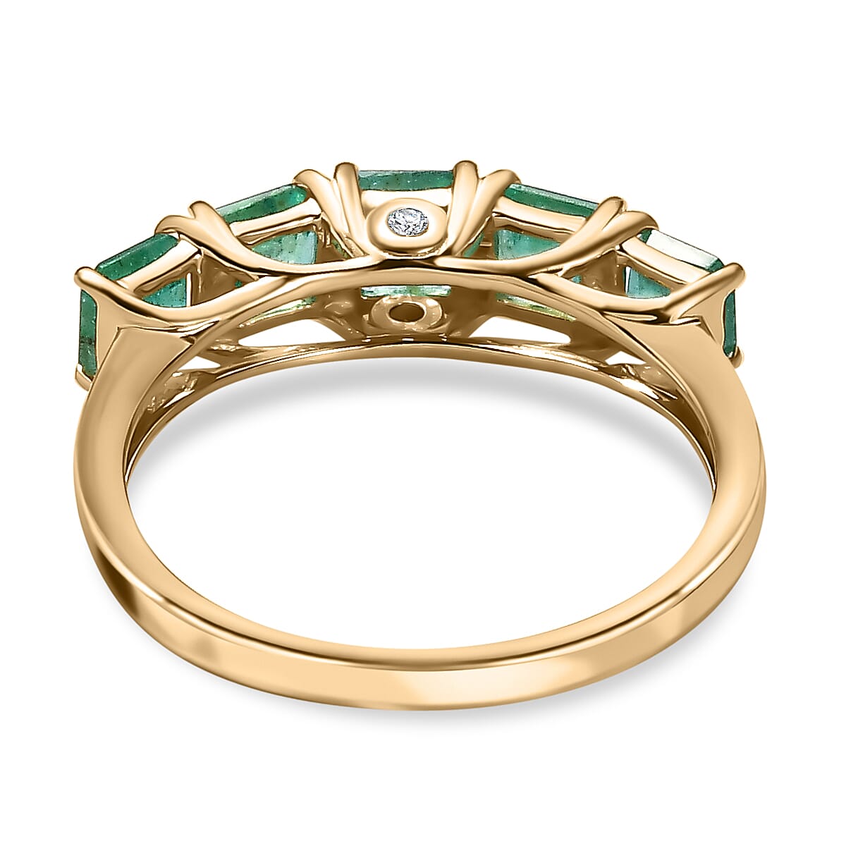 One Time Deal- 9K Yellow Gold AAA Asscher Cut Premium Gemfields Emerald and Diamond Ring 1.81 Ct 7571817 4