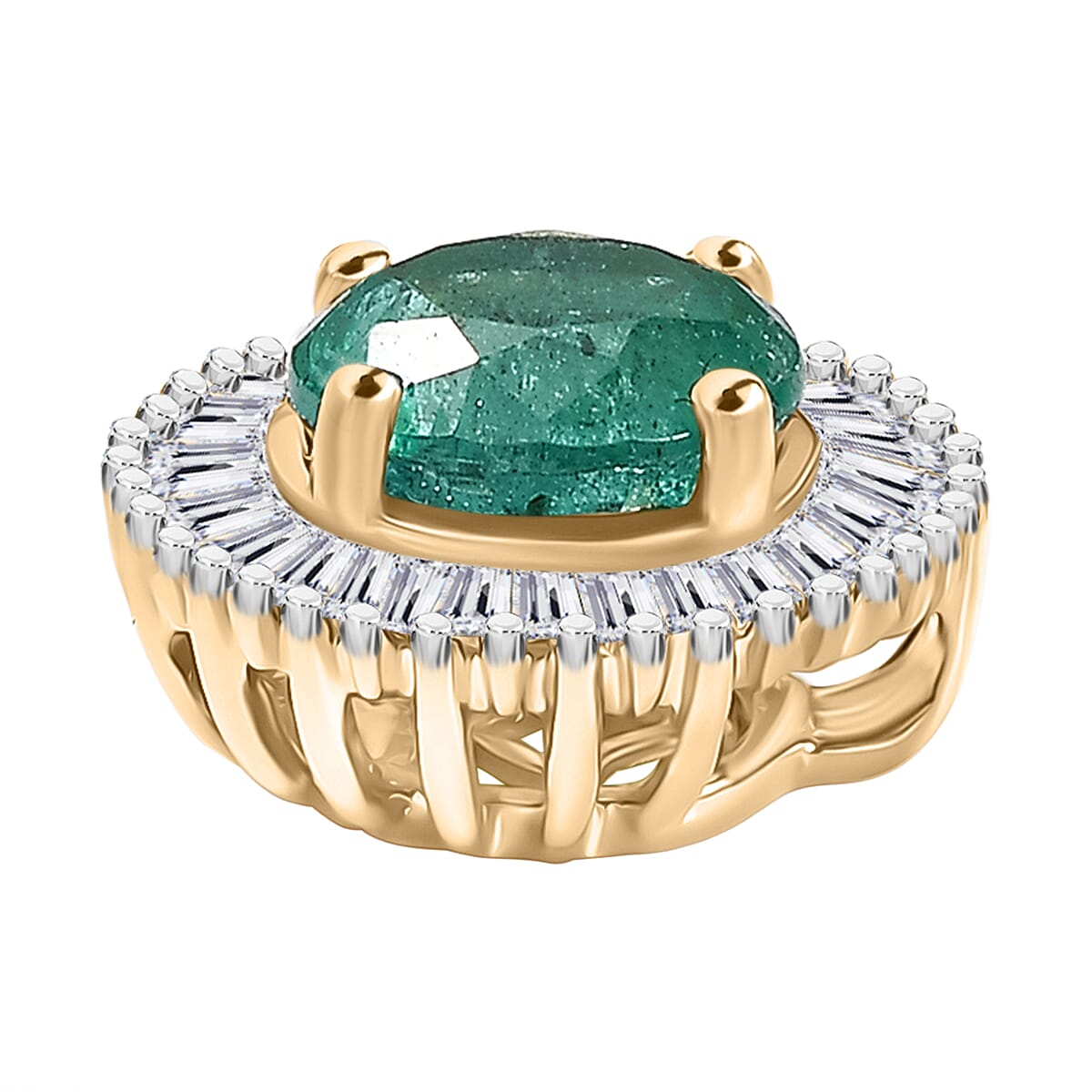 AAA Gemfields Zambian Emerald and Natural White Diamond 9K Yellow Gold Pendant 1.02 Ct. 8043709 4