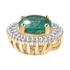 AAA Gemfields Zambian Emerald and Natural White Diamond 9K Yellow Gold Pendant 1.02 Ct.